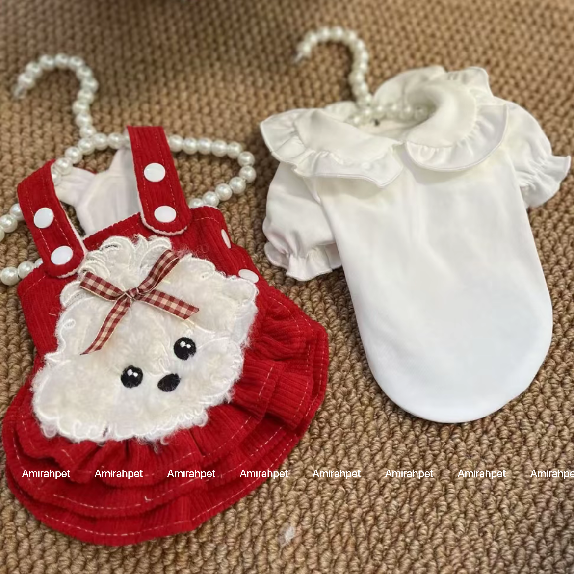 Small Dog Winter Dress – Soft Fleece Princess Skirt Outfit with Adjustable Straps, Warm Puppy Clothes for Christmas, New Year & Holiday Gift