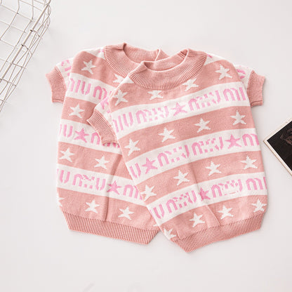 MIU Inspired Light Pink Sweater for Female Dog Double-Layered Thickened Streetwear Pet Sweater for Fall and Winter, Warm Clothes for Small and Medium Dogs, French Bulldog, Chihuahua