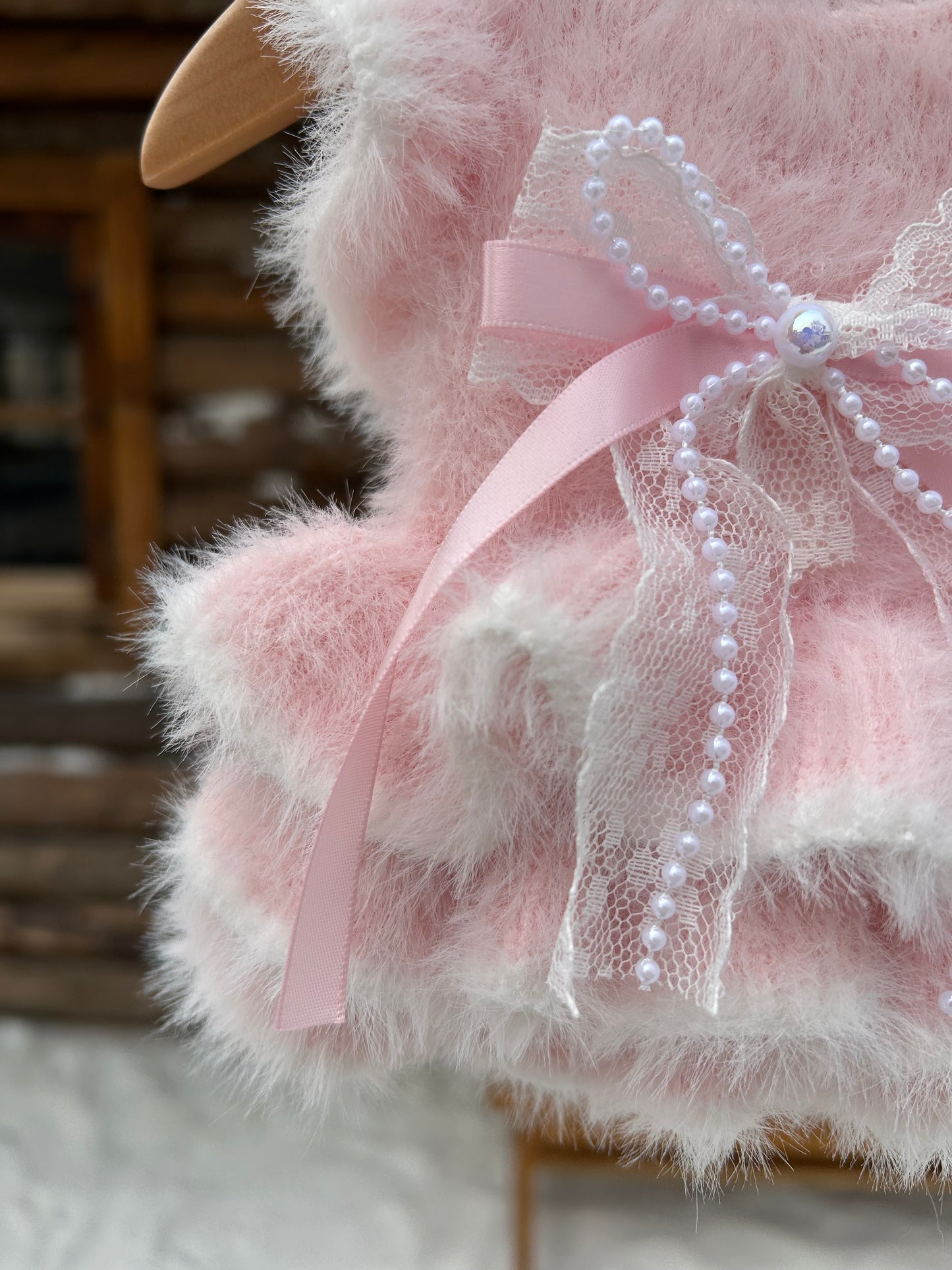 F027-Luxury Plush Dog Sweater Dress –Cloudy Soft Imitation Mink Winter Outfit for Small Breeds Like Yorkie, Maltese & Bichon