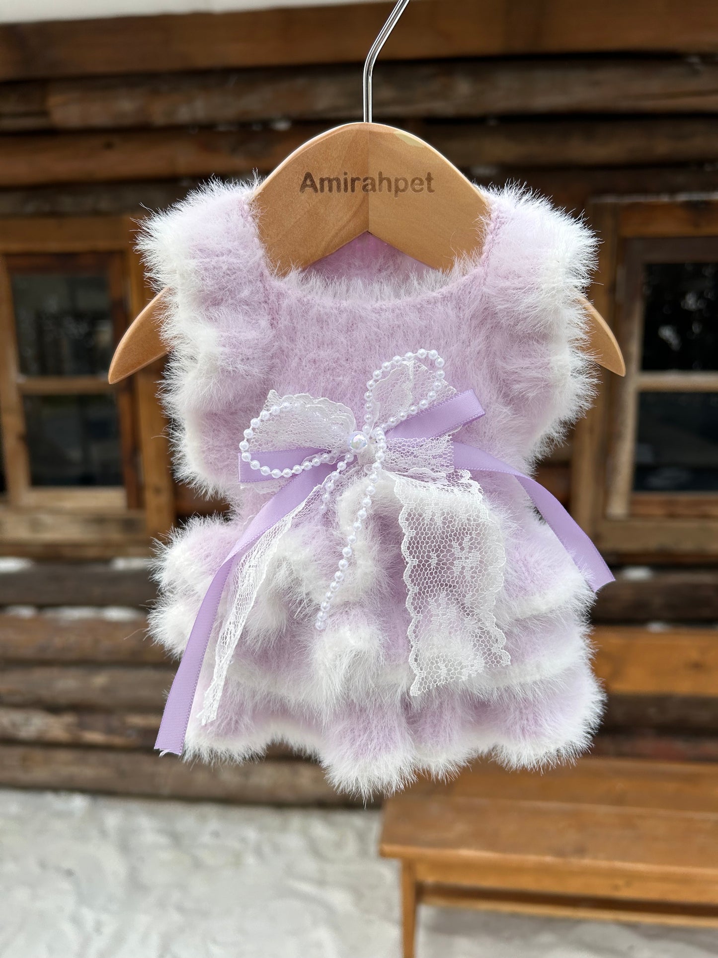 F027-Luxury Plush Dog Sweater Dress –Cloudy Soft Imitation Mink Winter Outfit for Small Breeds Like Yorkie, Maltese & Bichon