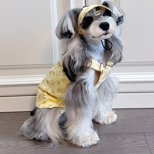 Yellow Clover Strap Skirt Dog Clothes Trendy Summer Thin Small Dog Pet Strap Skirt Adjustable Bigbear Teddy Corgi Schnauzer
